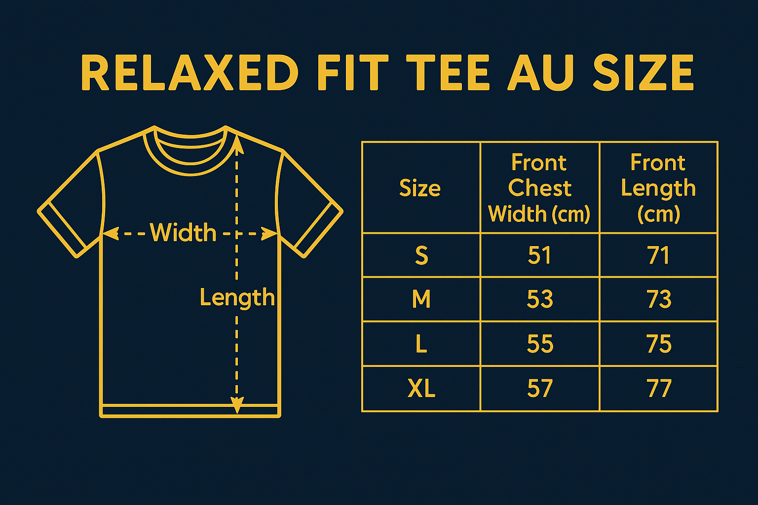 Size Chart for Compact Cotton Heavyweight T-Shirt